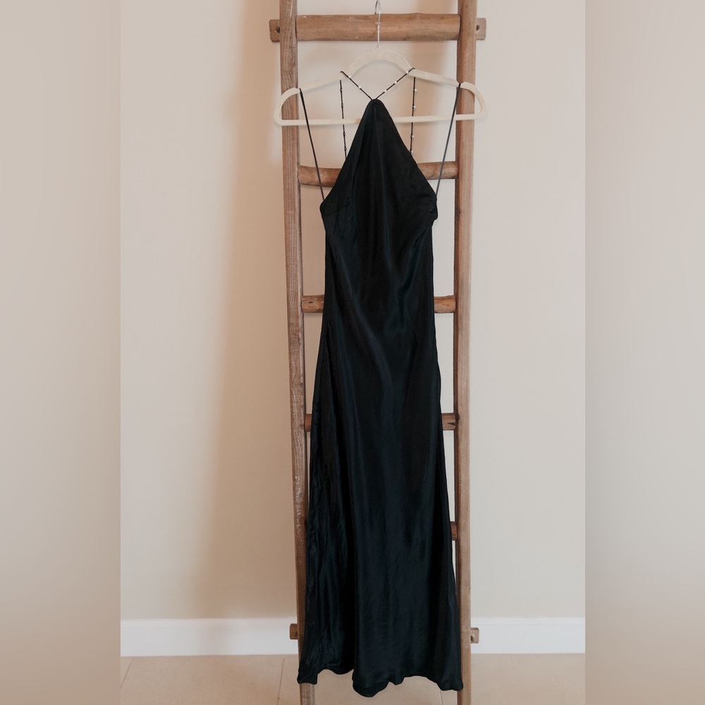 Zara Satin Pearl Maxi Dress
